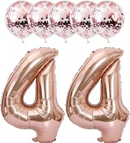 Rose Gold 44 Foil Balloons 40" Jumbo Foil Balloons Confetti Balloons for 44th Birthday Wedding Anniv