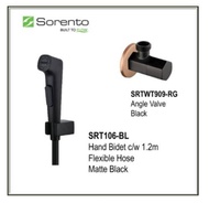 Sorento SRTWT909-RG Angle Valve + SRT106-BL Hand Bidet c/w 1.2m Flexible Hose