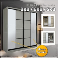 Almari Baju Wardrobe Sliding Door Anti-Jump Cabinet Clothes 8ft x 8ft / 6ft x 8ft / 5ft x 8ft | 8x8 6x8 5x8