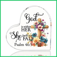 God is with her Bible verse acrylic decoration