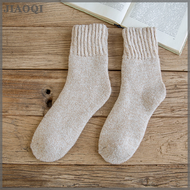 JIAOQI ฤดูหนาวอบอุ่น Merino ขนสัตว์ชายถุงเท้าซุปเปอร์หนาถุงเท้า Merino ขนสัตว์กระต่ายถุงเท้ากับหิมะเย็น