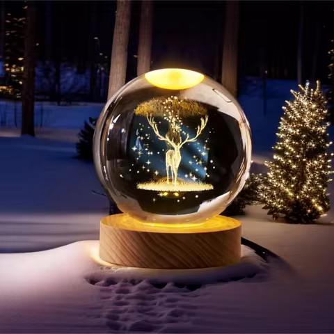 USB LED night light, Galaxy Crystal Ball lamp, 3D planet moon lamp, home decoration