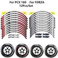 12Pcs HONDA FORZA 125 250 300 350 NSS 350 PCX160 HONDA PCX 160 Motorcycle Reflective Wheel Rim Decal