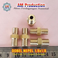 Double 1/8x1/8, Double Neaple 1/8x1/8, Nipple, Outer Thread, Brass Metal, AM Production