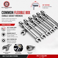 Flexible Combination Socket Wrench, Open End + Flexible Socket End – 7mm to 19mm