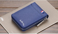 BAELLERRY Zip Card Holder Short Leather Men Man Coin Beg Wallet Dompet Lelaki Bag Clip Black Brown Gift For Him Coin Pouch