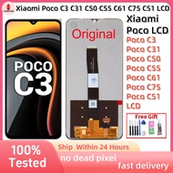 Original For Display Xiaomi Poco C3 LCD/POCO C31 C50 C55 C61 C75 C51 LCD Touch Screen Replacement