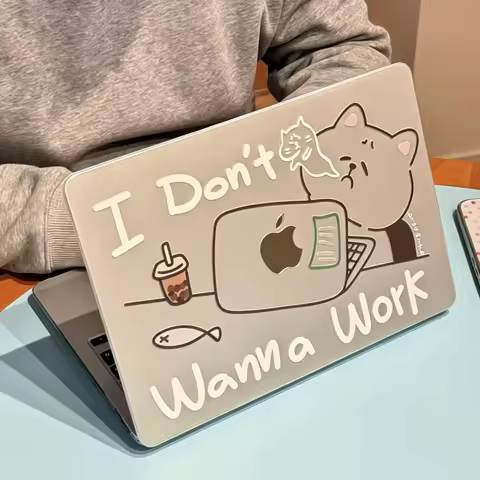 I Don't Wanna Work Shining Y2K Laptop Case For Macbook Air 13.6 M4 NEO 15 M3 Hard Cover For Mac Book
