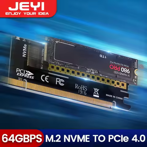 JEYI M.2 NVME to PCIE X16 Adapter, 2280/60/42/30 NVMe SSD to PCIe 4.0 3.0 GEN4 64Gbps Expansion Card