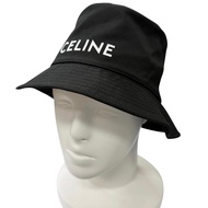 สภาพดีเยี่ยม□เซลีน CELINE 2AU5B968P หมวกบักเก็ตผ้าคอตตอนกาบาร์ดีนพิมพ์ลายโลโก้ สีดำ ไซส์ S ผลิตในฝรั