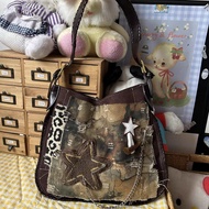 Halloween MBTI Vintage Y2k Womens Shoulder Bag Punk Fashion Casual Messenger Bag High Street Patchwo