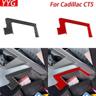 For Cadillac CT5 2019-2025 Carbon Fiber Armrest Storage Box Panel Decorative Cover Car Interior Dec