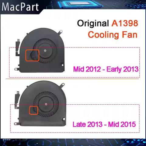 Original A1398 Left Right CPU Cooling Fan For MacBook Pro Retina 15" A1398 Mid2012 Early 2013 Late 2