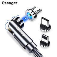<<Essager 540 Rotate Magnetic Cable Micro USB Type C Cable For iPhone Android Fast Charging Magnet C
