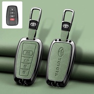 Zinc Alloy Nubuck & Key Case Cover Smart Keyless Remote Fob Shell Keychain Buttons Genuine Leather