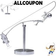ALLCOUPON Kinetic Fishing Sculpture, Handmade Desk Ornament The Fisherman Balancing Sculpture, Creat