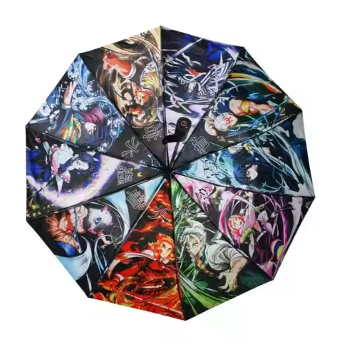 Demon Slayer Anime Cartoon Print Umbrella Muichiro Tokito Peripheral Goods Outdoor Fold Umbrella Hom
