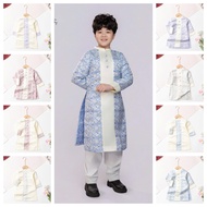 Ao dai (no pants included), Boys' vertical brocade ao dai size 2/14 years old
