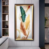 DIY 5D Round full beads Vertical Version Light Luxury Feather diamond painting,beads painting decoration