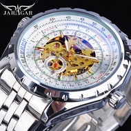 Jaragar Men Automatic Watches 2019 Silver White Male Automatic Steel Band Analog Mechanical Watch Sport Army Military Wristwatch
