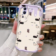 Phone Case For VIVO Y72 5G Y52 5G Y75s 5G Case Small Black Cat Case HP New Cream Silicone Phone Case