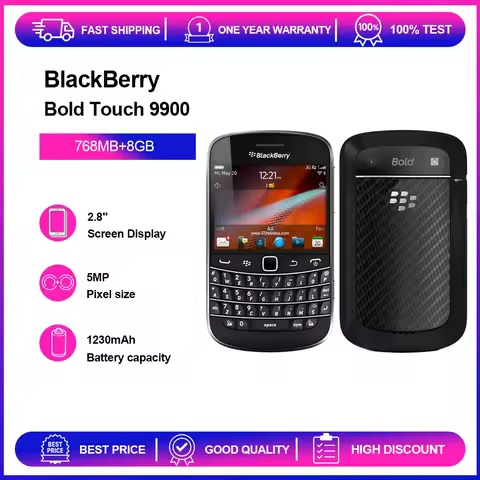 Original BlackBerry Bold Touch 9900 2G/3G Unlocked Mobile Cell Phone QWERTY 2.8'' 5MP BlackBerry OS