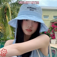 SNOWOY1OY2H Lattice Fisherman Hat, Windproof Adjustable Drawstring Sun Hats, Unisex Wide Brim UV Pro