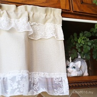 Rod-Free Plain Color Curtain Curtain Semi-Blackout Perforated Hair Wear Beige Foreign Trade One Piec