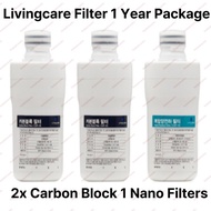Livingcare Filter 1 Year Package with 2x Carbon Block 1x Nano Positive Filters Water Filter Replacem