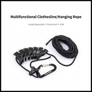 Naturehike 4.3M Adjustable Awning Hanging Rope Portable Windproof Camping Tarp Pole Hang String Hoo