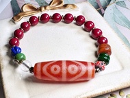 Tibetan Dzi Beads Eight Eyed Dzi Beads 藏传老矿八眼天珠 38x13.5mm