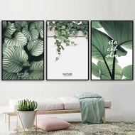 3 Panels Wall Art Nordic Posters and Prints Tropical Green Leafs Wall Art Canvas Painting Wall Pictu