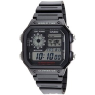 Alam Jaya Shop Jam Tangan Pria Casio AE-1200WH-1AVDF illuminator world time Rubber Strap Mens