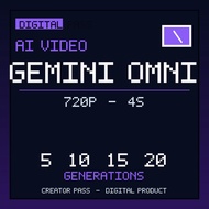 Gemini Omni AI Video Generator Pass Digital 720p 4s | 5-20 Generations | Text Image to Video