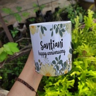 Custom flower cup set Gift for girls, bestie, birthday, graduation, wedding, hampers, box, mug