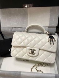 Chanel Mini Flap Bag with Top Handle white 特別版 全新