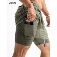 seluar tight tight pant man baju tight lelaki Uawo Mesh Lining Pocket Casual Fitness Shorts
