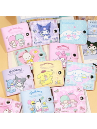 1 ชิ้น กระเป๋าสตางค์พับสั้นแบบเป็นทางการของ Sanrio สัญญาอนุญาตแท้ เฮลโลคิตตี้, คูโรมิ, ไมเมโลดี้, ซิ