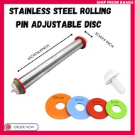 Stainless Steel Rolling Pin with Adjustable Disc Penggelek Biskut Doh Thickness Roller Cookie Kitch