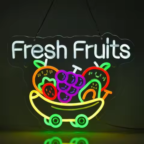 XM Fresh Fruits Neon Light Wall Art Decor for Fruit Shop Retail Store Mall Grocery Farmhouse Decor, 