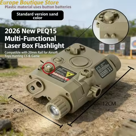 2026 Upgraded PEQ-15 Laser Box: Green Laser, IR Laser & White Light, Compatible with 20mm Airsoft Gu