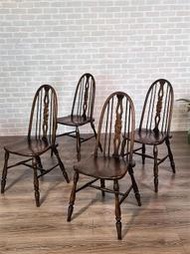 【卡卡頌  歐洲古董】英國 特殊 橡木雕刻  優美弧度  雅緻  溫莎椅  木椅  歐洲老件 ch0490