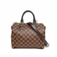 LOUIS VUITTON Speedy25配肩帶棕色棋盤格PVC晶片