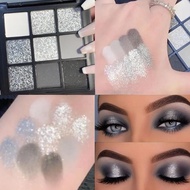 MUGELEEN 9 Color Dreamy Eyeshadow Palette Shimmer Matte Style Gray Fine Pure Sparkle Desire F1J6