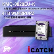 Changyun Monitor ICATCH Available KMQ-0828EU-K 8 Channel Video Host+WD43PURZ Purple Label 4TB
