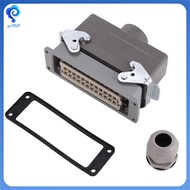 C0Rectangular H24B-He-024-1 Heavy Duty Connectors Power 24 Pin Cores Line 16A 500V Screw Feet Aviati