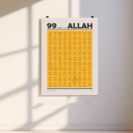 99 Names of Allah Poster canvas painting wall art Islamic Home Decor