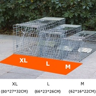 79*28*33 ซม. กรงกู้ภัยสัตว์ กับดักแมว กรงล่าสัตว์พับได้ กรงโลหะชุบสังกะสี ขนาด XL จับแมวจรจัด จับแมว