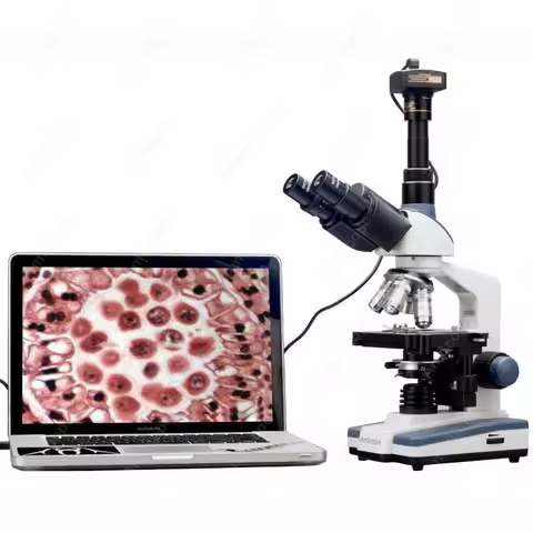 Lab Compound Microscope--AmScope Supplies 2000X LED Lab Trinocular Compound Microscope w 3D Mechanic