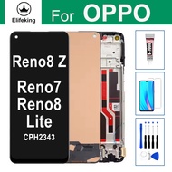 จอแอลซีดีสำหรับ OPPO Reno8 Z 5G/Reno7 Reno8 Lite CPH2343หน้าจอสัมผัสประกอบ Digitizer กาวแทนที่ด้วยเค